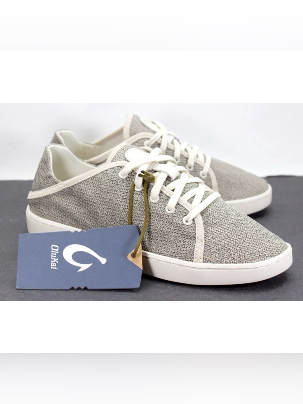 OluKai Pehuea Li Womens Size US 6.5 Tapa White Sand Casual Beach Sneakers Shoes